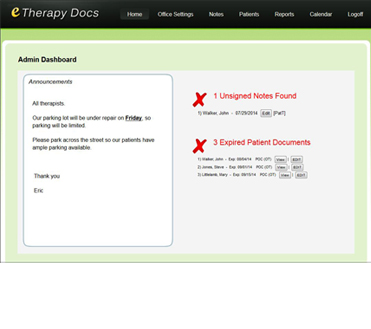 eTherapyDocs New User Interface