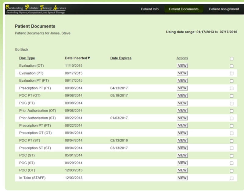 eTherapyDocs Patient Document Storage